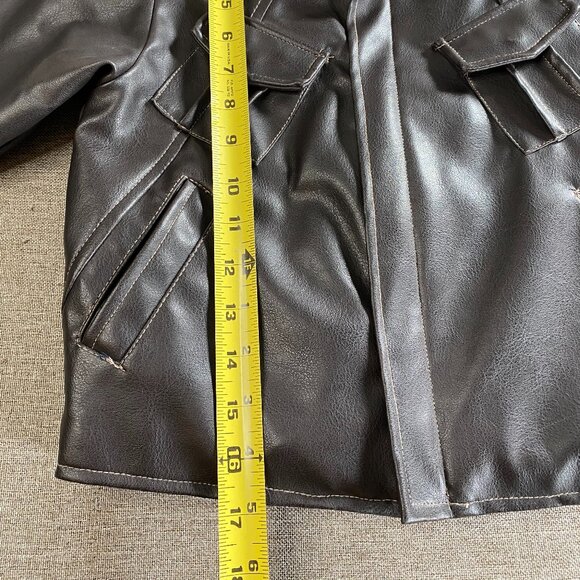Kenneth Cole Reaction Faux Leather Jacket Kids Boys 4 Brown Biker Jacket - Picture 6 of 15